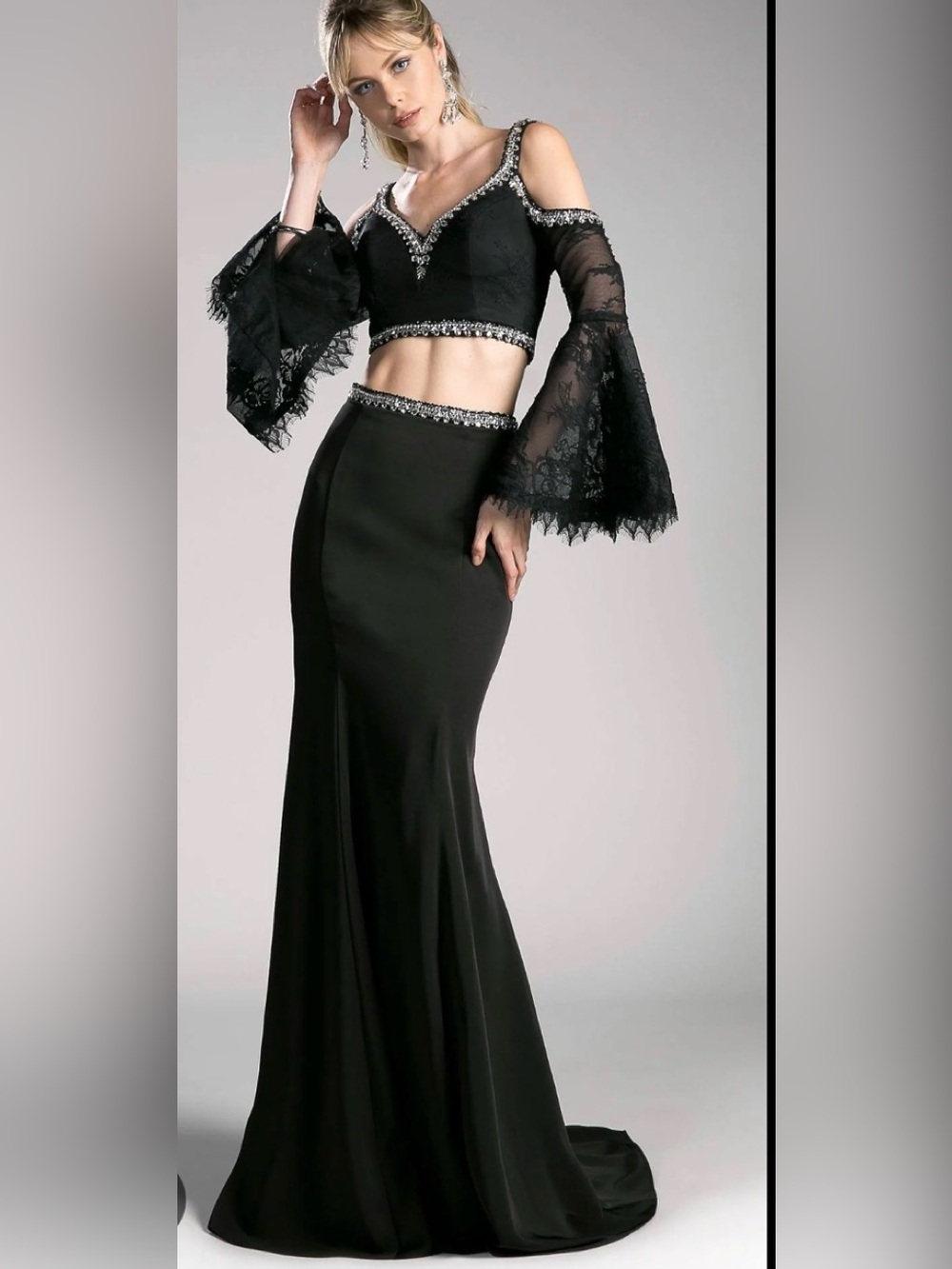 Cinderella Black Embellished Mermaid Maxi Skirt